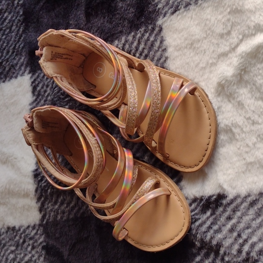 Cat and Jack rose gold gladiator sandals size 8